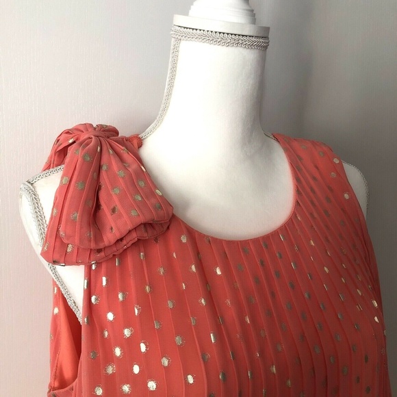 $130 JM Studio Pleated Bow Shift Chiffon Dress - Picture 5 of 8